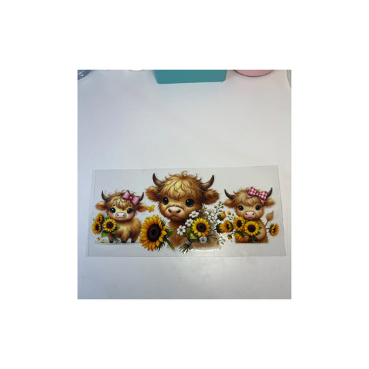 Sunflower Highland Cow Trio
