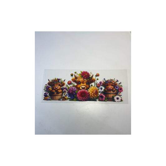 Flower Highland Cow Trio